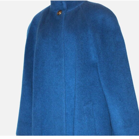 Vintage 70's Long Blue Wool Coat Button Front London Fog Made in USA ACTWU 12 P - Picture 2 of 16